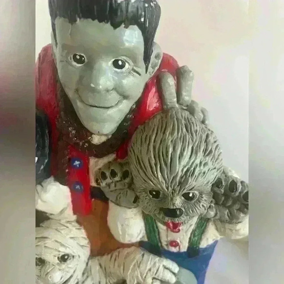 RARE MONSTERS CHALK STATUE FRANKENSTEIN DRACULA WOLFMAN MUMMY & BLACK CAT WORKS! - Picture 12 of 15